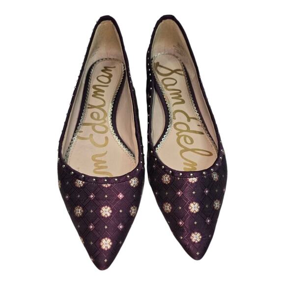 Sam Edelman Rivera Flat Wine PURPLE Jacquard Fabric Shoes size 8 - Picture 1 of 8